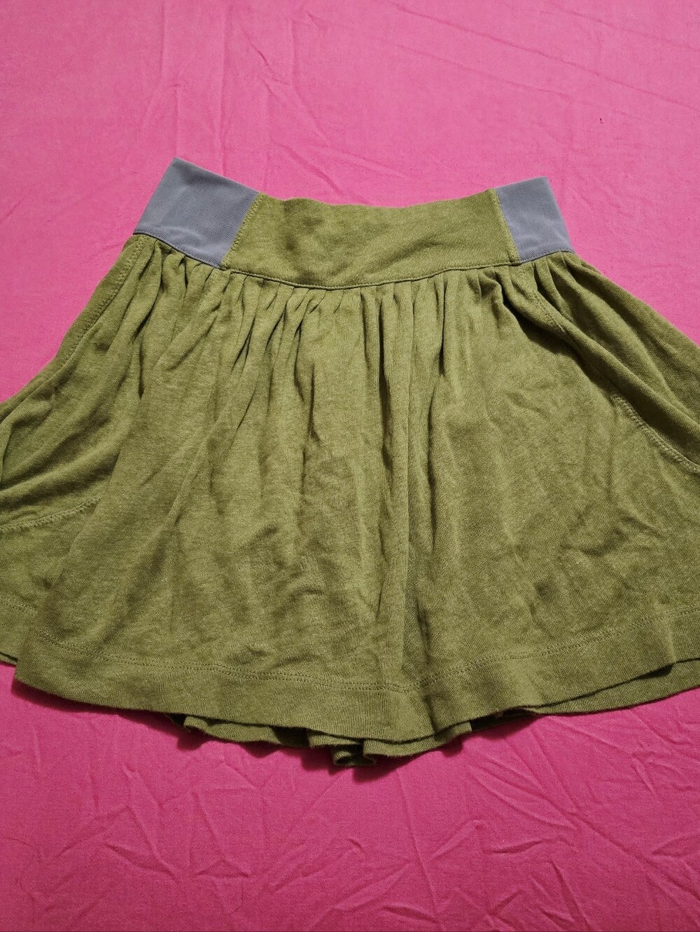 Free People Y2K Vintage Olive Green Mini Skirt